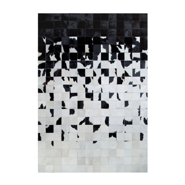 Czarno-biały dywan z prawdziwej skóry Pipsa Degradada, 180x120 cm