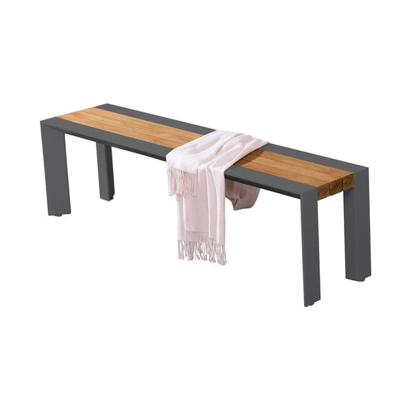 Ciemnoszaro-brązowa metalowa ławka ogrodowa Silea – Garden Pleasure