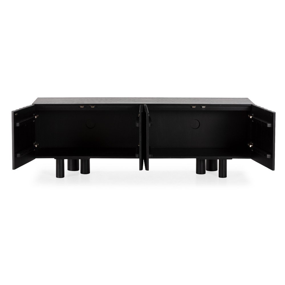 Czarna szafka pod TV z litego drewna mango 160x55x40 cm Tamira – MOME (zdjęcie 3)