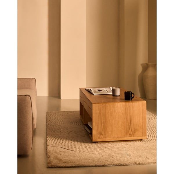 Stolik w dekorze dębu w naturalnym kolorze 60x140 cm Alguema – Kave Home-image-1