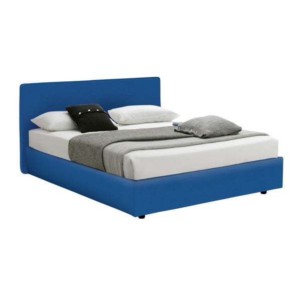 Niebieskie łóżko dwuosobowe ze schowkiem 13Casa Ninfea, 160x190 cm