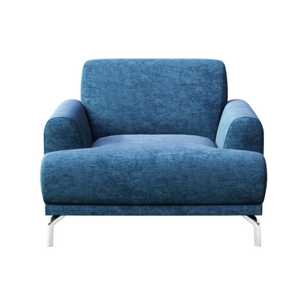 Niebieski fotel z metalowymi nogami MESONICA Puzo