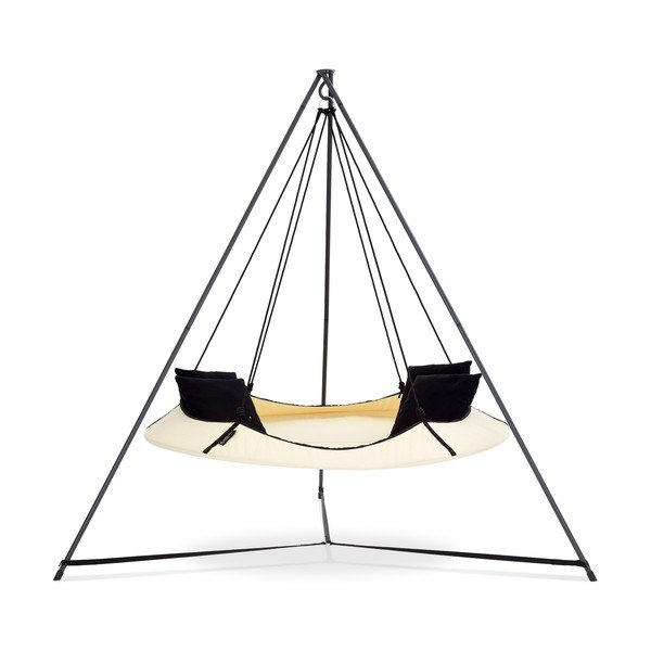 Kremowa huśtawka ogrodowa ze stojakiem –  Hangout Pod-image-1