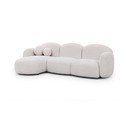 Kremowy narożnik z materiału bouclé (lewostronny/z szezlongiem) Orbit – Ropez