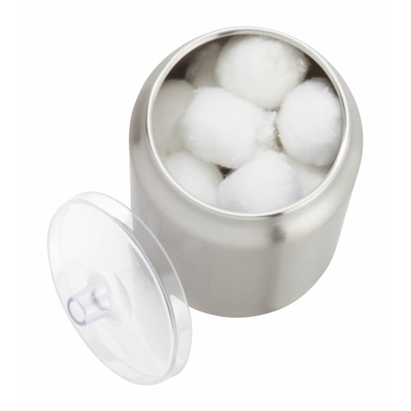 Srebrny organizer łazienkowy na waciki ze stali nierdzewnej Austin – iDesign-image-1