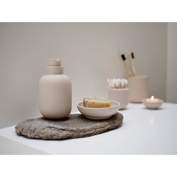 Beżowy kamionkowy organizer łazienkowy na waciki Sensu – Zone-image-1