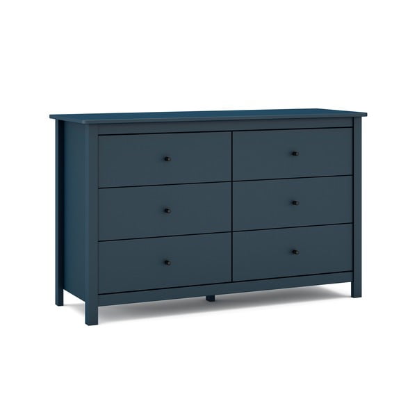 Ciemnoniebieska niska komoda z drewna sosnowego 130x80 cm Misti – Marckeric-image-3