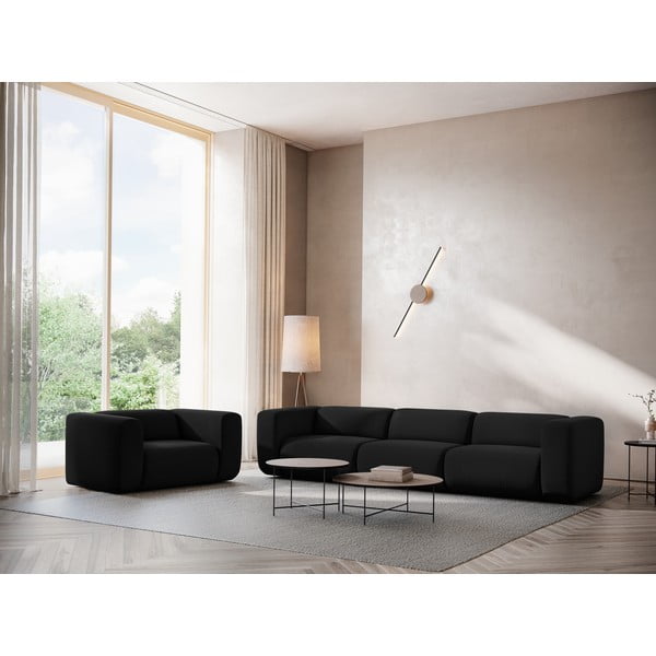 Czarna aksamitna sofa 319 cm Ekahi – Makamii-image-1