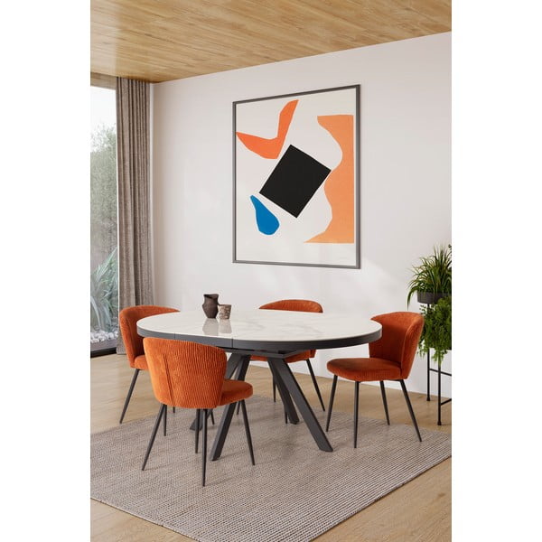 Okrągły rozkładany stół z dodatkowym blatem z ceramicznym blatem ø 120 cm Bela – Marckeric-image-2