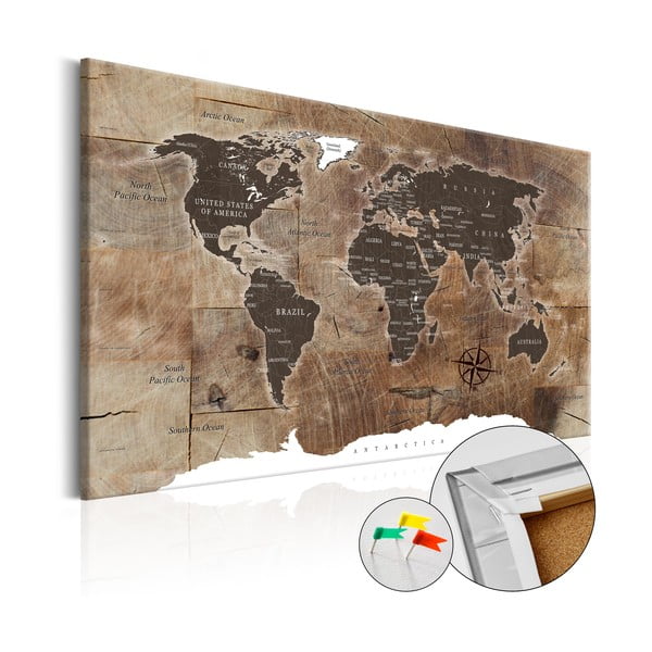 Tablica z mapą świata Artgeist Wooden Mosaic 60x40 cm