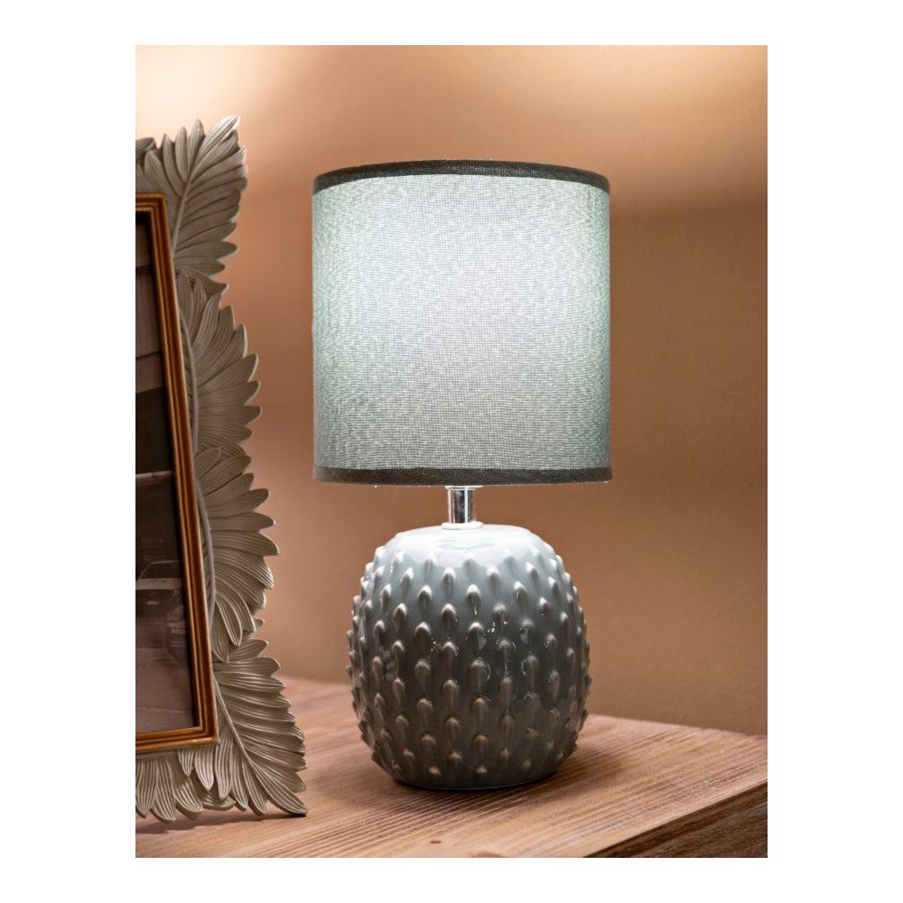Jasnoniebieska lampa stołowa ceramiczna z tekstylnym kloszem (wysokość 27 cm) Pontus – Mauro Ferretti (zdjęcie 2)
