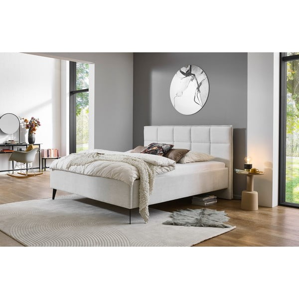 Beżowe tapicerowane łóżko dwuosobowe bez stelaża 160x200 cm Paulo – Meise Möbel-image-1