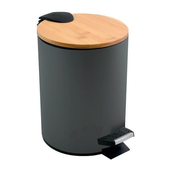 Ciemnoszary stalowy kosz na śmieci z pedałem 3 l   Adonis – Spirella