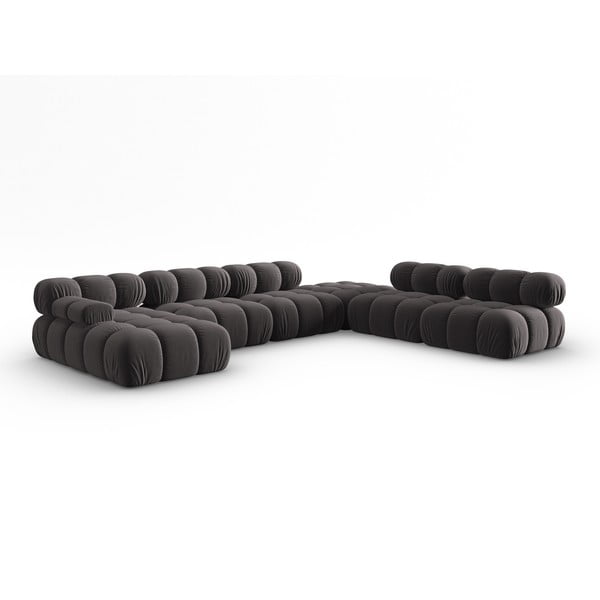Ciemnoszara aksamitna sofa 379 cm Bellis – Micadoni Home-image-3