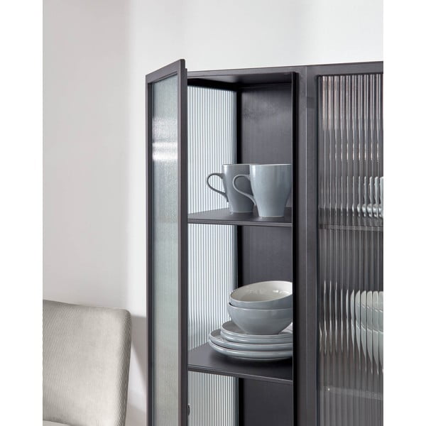 Czarna stalowa witryna 70x143x41 cm Trixie – Kave Home-image-2