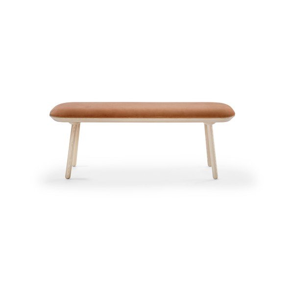 Pomarańczowa aksamitna ławka EMKO Naïve, 140 cm-image-2