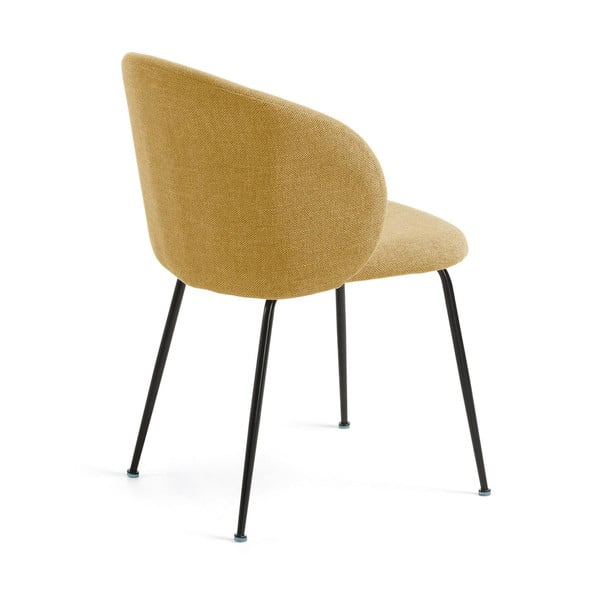 Musztardowy tapicerowany fotel jadalniany Minna – Kave Home-image-3