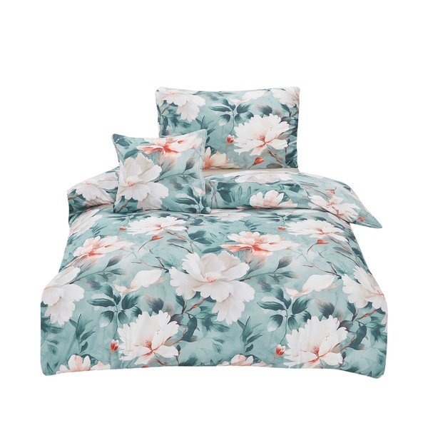 Turkusowa pościel jednoosobowa z mikrosatyny 3-częściowa 140x200 cm Selma – My House