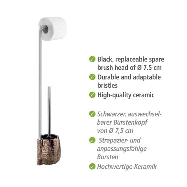 Brązowy ceramiczny stojak na papier toaletowy ze szczotką Marrakesh – Wenko-image-4