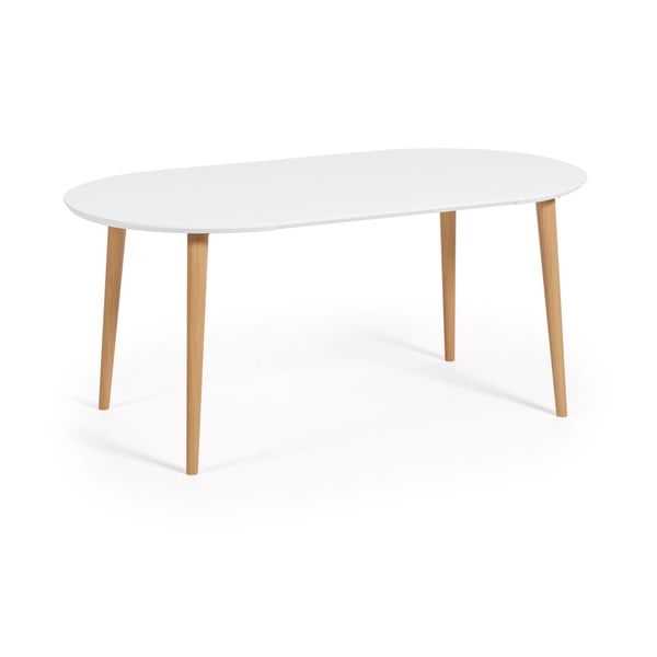Biały okrągły rozkładany stół z białym blatem ø 90 cm Oqui – Kave Home-image-4
