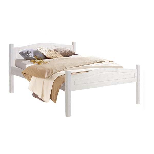 Białe łóżko dwuosobowe z drewna 13Casa Cinnamom, 140 x 200 cm