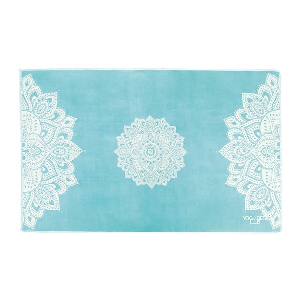 Turkusowy ręcznik do jogi Yoga Design Lab Mandala, 61x38 cm