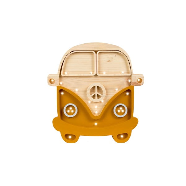 Lampa stołowa z drewna sosnowego pomarańczowa Little Lights Van, wysokość 29 cm