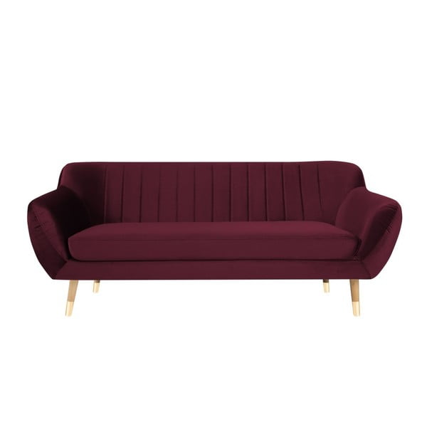 Burgundowa aksamitna sofa Mazzini Sofas Benito, 188 cm