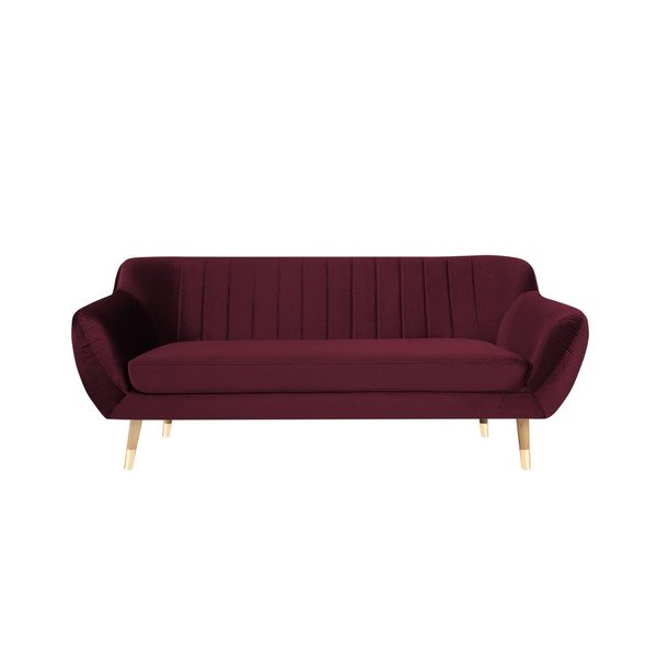 Burgundowa aksamitna sofa Mazzini Sofas Benito, 188 cm