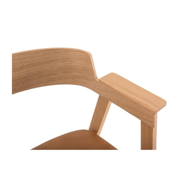 Brązowo-naturalne krzesło z podłokietnikami ze skóry Flip – Gazzda-image-4