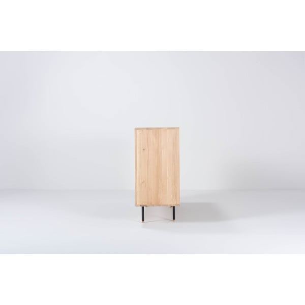 Czarno-naturalna niska komoda z litego drewna dębowego 176x100 cm Fina – Gazzda-image-4