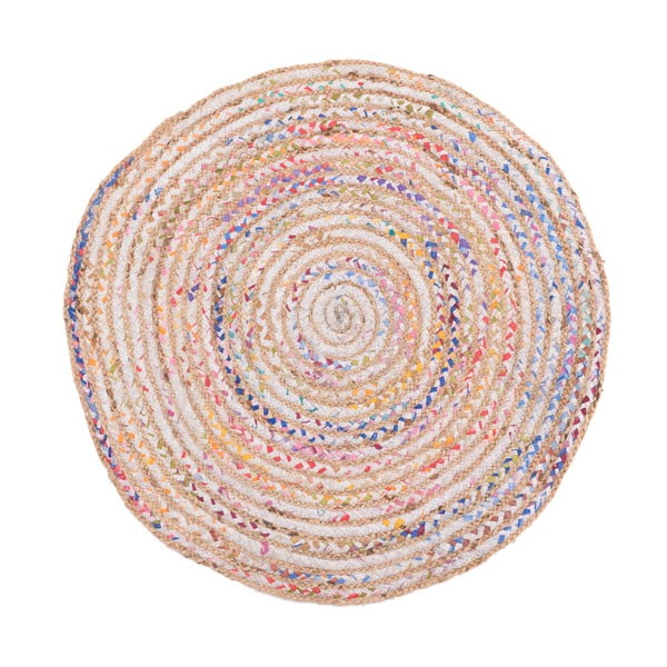Kolorowy okrągły dywan z juty i bawełny InArt, ⌀ 90 cm
