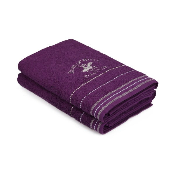 Zestaw 2 fioletowych ręczników Polo Club