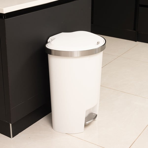 Biały plastikowy kosz na śmieci z pedałem 50 l – Addis-image-4