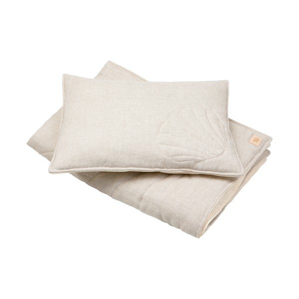 Beżowy lniany komplet pościeli do łóżeczka Sand – Moi Mili-image-1