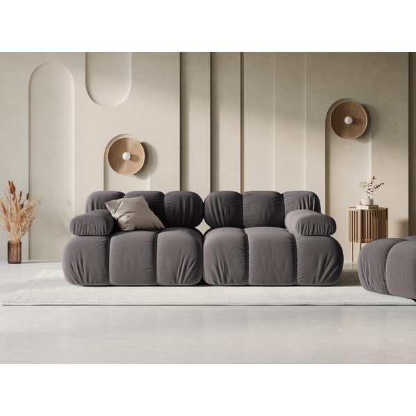 Ciemnoszara aksamitna sofa 188 cm Bellis – Micadoni Home-image-1