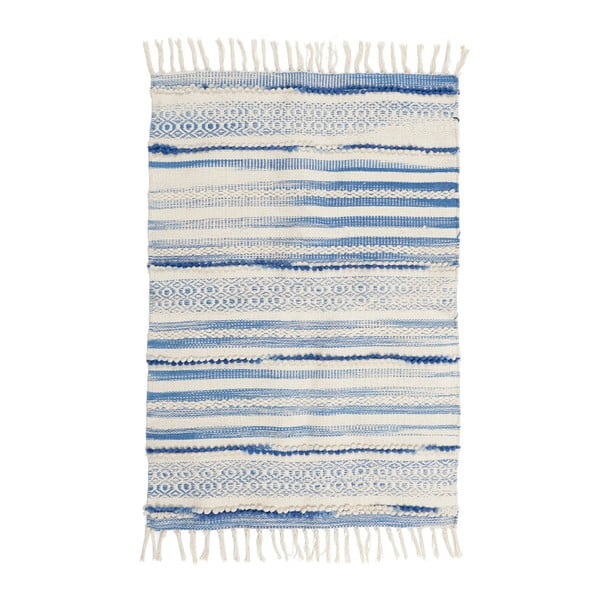 Niebiesko-biały dywan wełniany InArt Lago, 90x60 cm