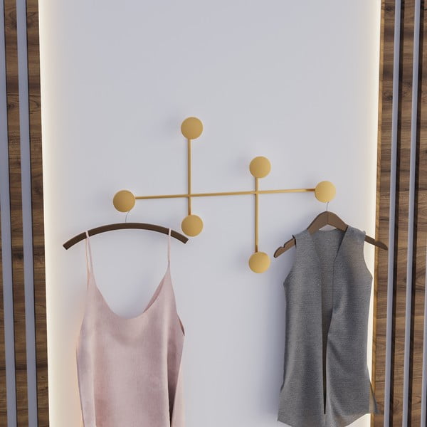 Metalowy wieszak ścienny w kolorze złota Dama-A – Kalune Design-image-1