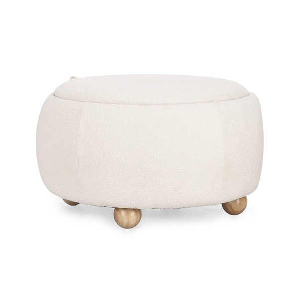 Kremowy puf z materiału bouclé Irisha – Bizzotto