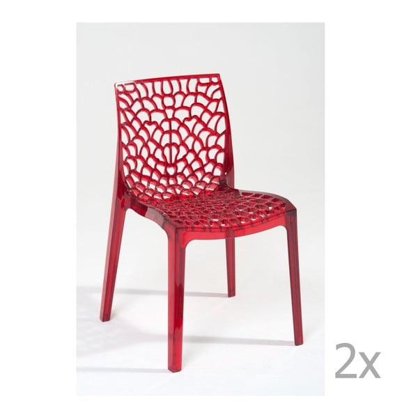 Zestaw 2 czerwonych krzeseł Castagnetti Afrodite