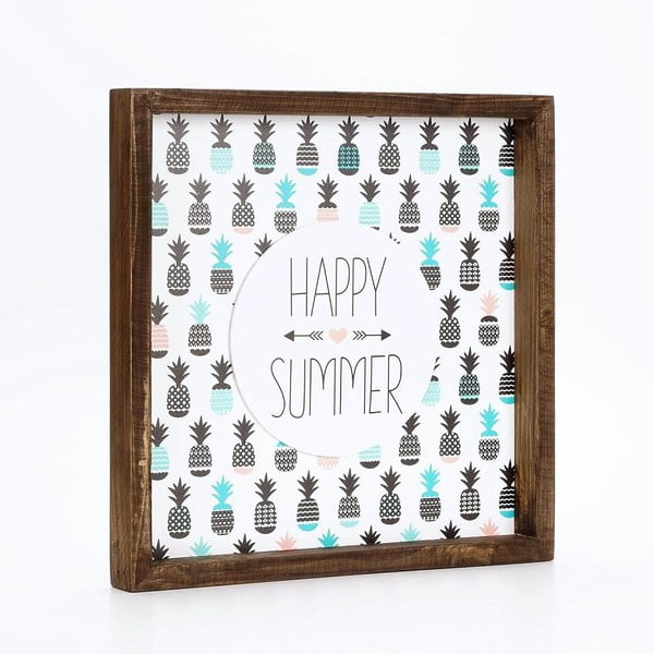 Obraz w ramie Dekorjinal Pouff Happy Summer, 33x33 cm