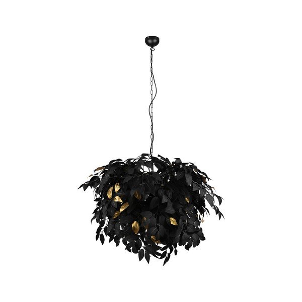 Czarna metalowa lampa wisząca z plastikowym kloszem ø 70 cm Leavy – Reality-image-4