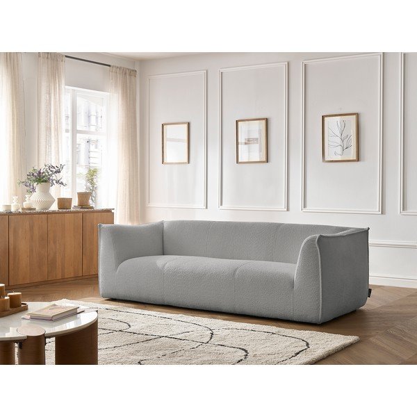 Jasnoszara sofa z materiału bouclé 242 cm Giorgia – Bobochic Paris-image-1
