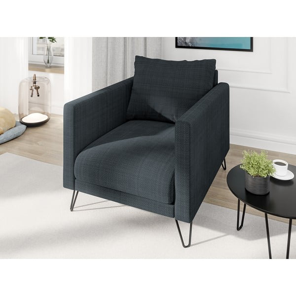 Ciemnoszary fotel z tkaniny szenilowej Freya – Ropez-image-3