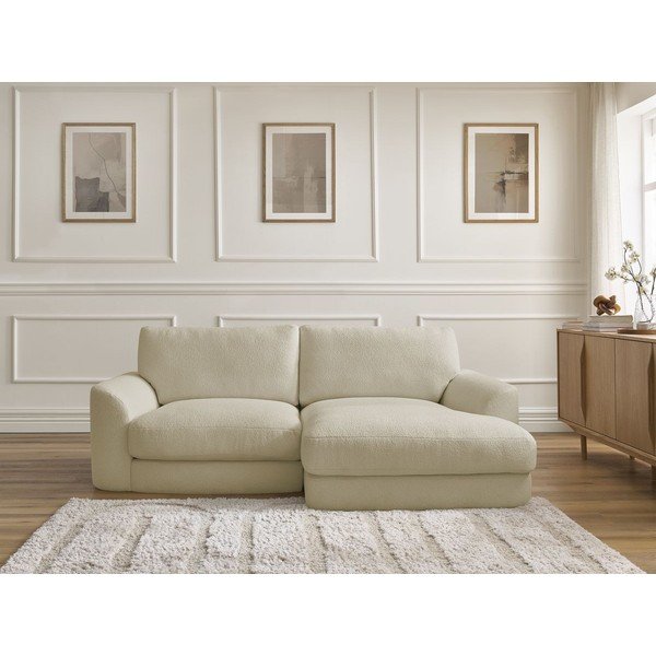 Beżowy narożnik z materiału bouclé (prawostronny/z szezlongiem) Leonore – Bobochic Paris-image-1