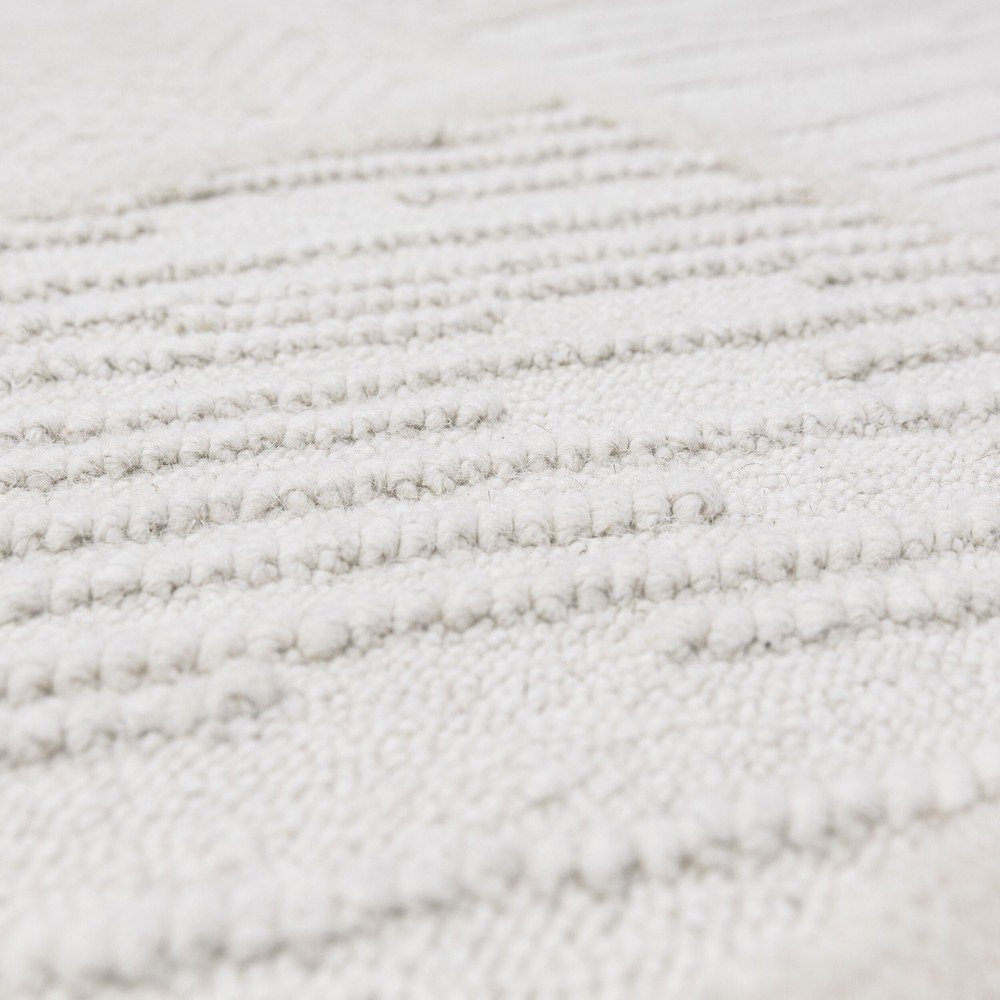 Biały chodnik z mieszanki wełny tkany ręcznie 80x230 cm Sculptured Blocks – Flair Rugs (zdjęcie 3)