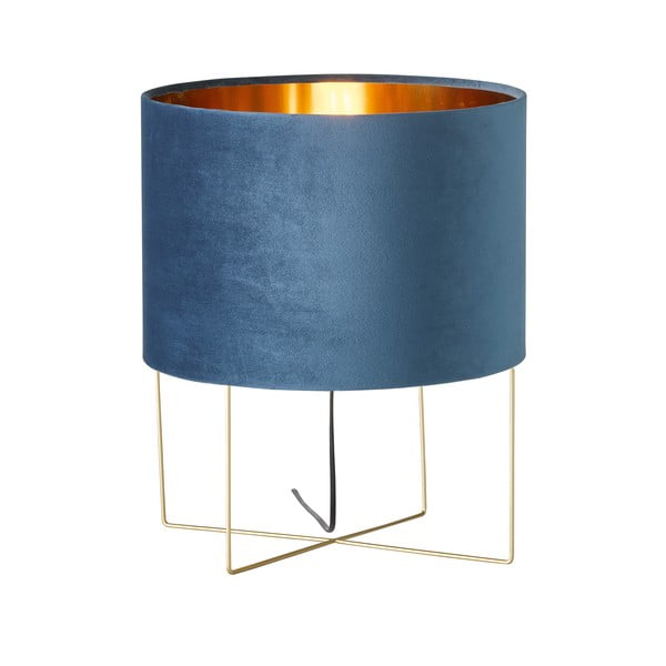 Niebieska lampa stołowa z tekstylnym kloszem (wysokość 43 cm) Aura – Fischer & Honsel