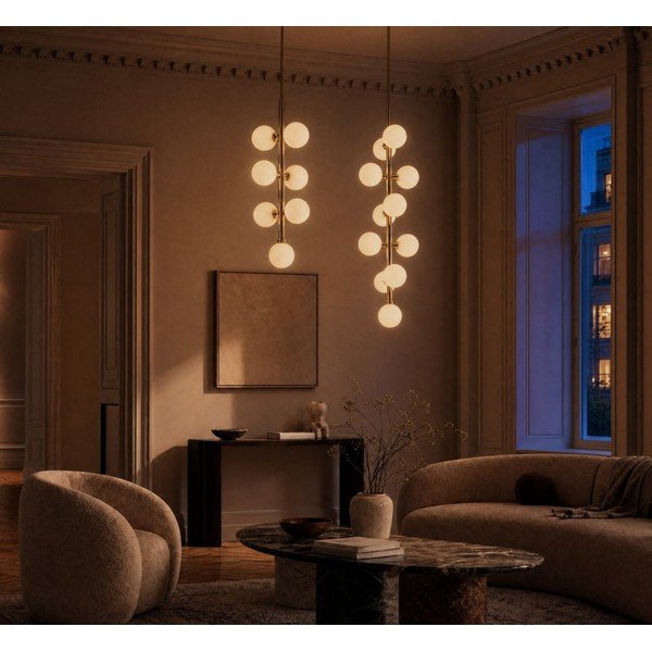 Biała/w kolorze złota metalowa lampa wisząca ze szklanym kloszem ø 27 cm Trieste – Premier Housewares-image-2