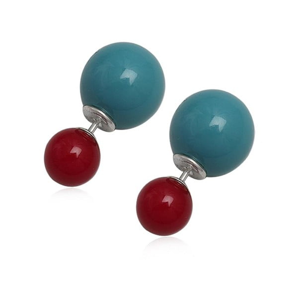 Kolczyki Double Pearl Red and Blue