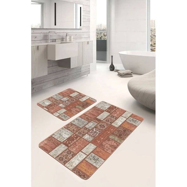 Brązowe aksamitne dywaniki łazienkowe zestaw 2 szt. 60x100 cm – Mila Home-image-3